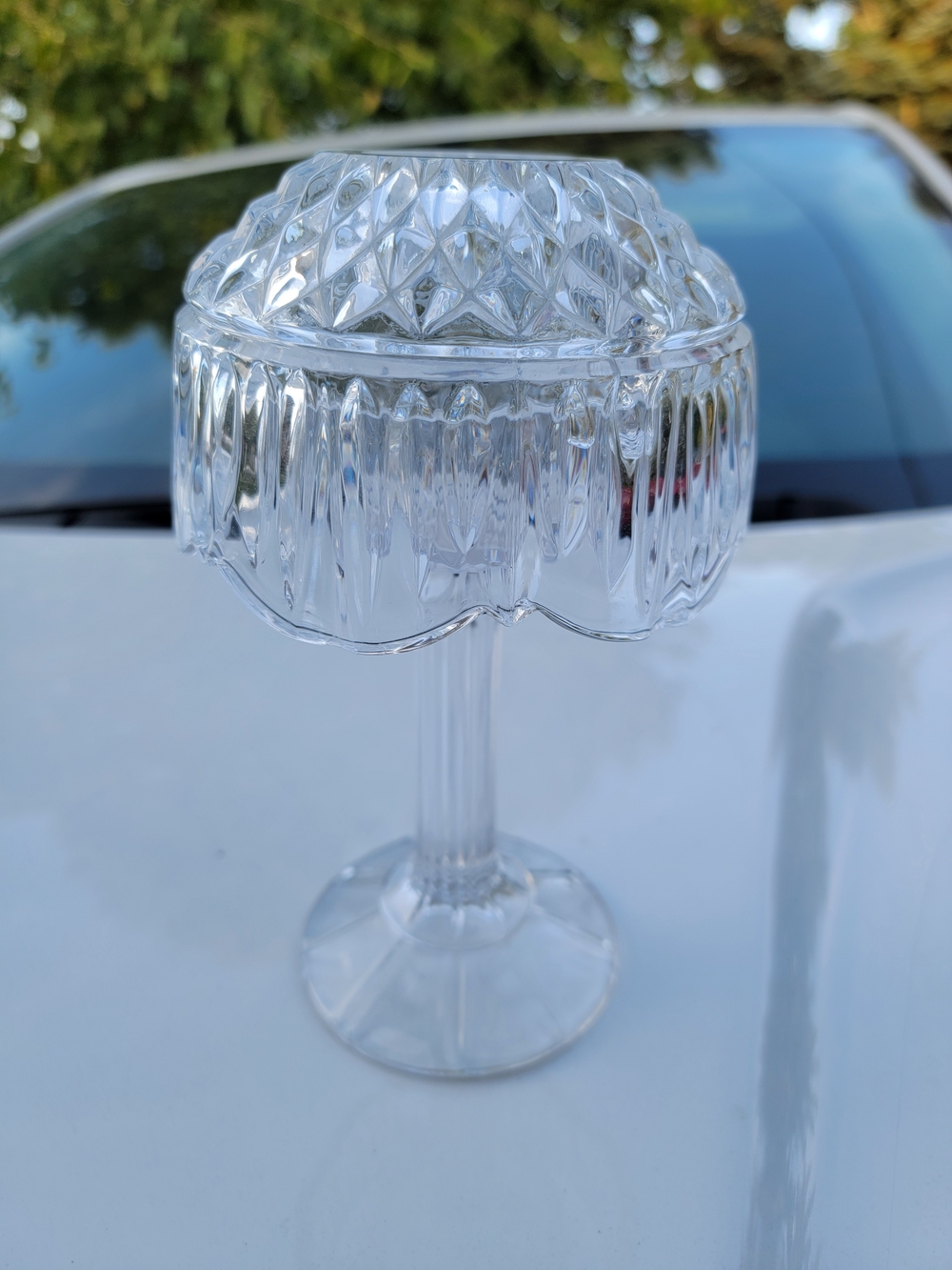 Vintage Shannon Crystal by Godinger 24% Lead Crystal Pedestal Fairy Lamp